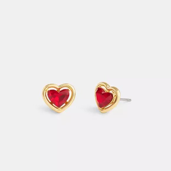 Coach Halo Heart Stud Earrings NWT - Picture 1 of 4